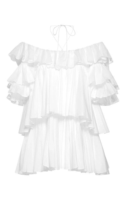 Shop Tome Short Sleeve Ruffled Blouse In White
