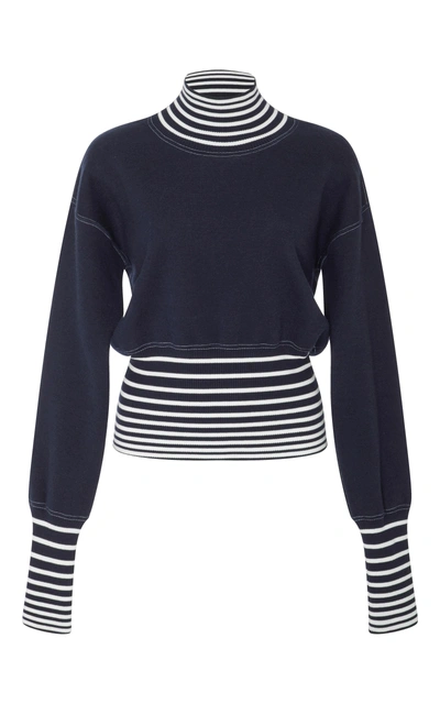 Shop Loewe Striped Cashmere Sweater In Blue