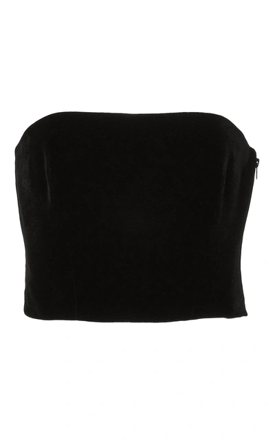 Shop Monique Lhuillier Strapless Velvet Top In Black