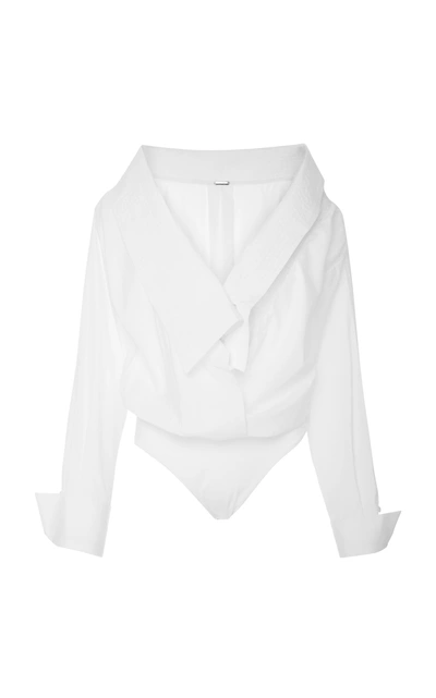 Shop Johanna Ortiz Alida Cotton Poplin Bodysuit In White