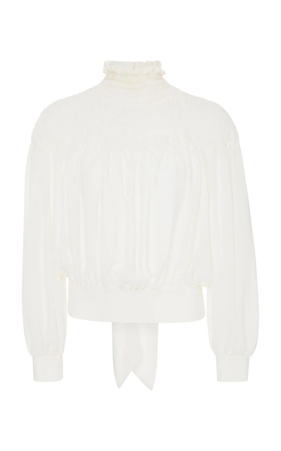 Shop Frame Bow-embellished Chiffon Blouse In White