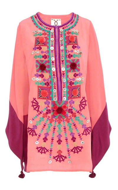 Shop Figue Nala Embroidered Tunic In Pink