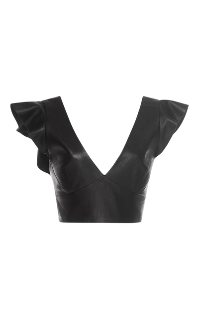 Shop Isabel Marant Glenside Cropped Leather Top In Black