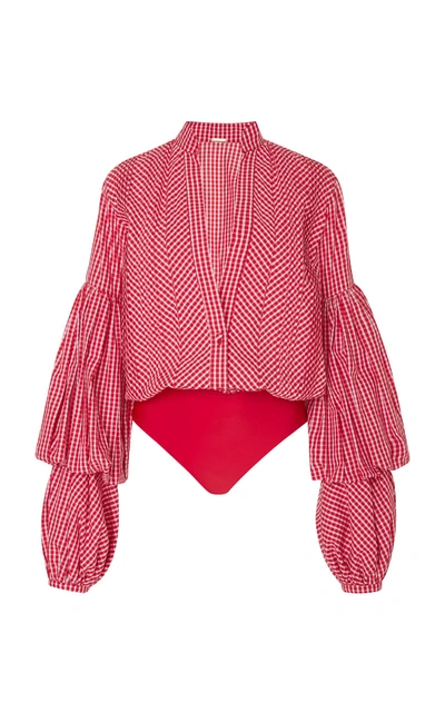 Shop Johanna Ortiz Jicarilla Gingham Bodysuit In Plaid