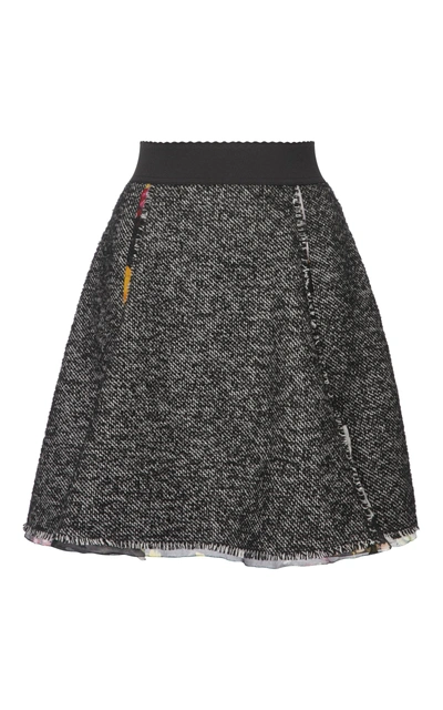 Shop Dolce & Gabbana Tweed Mini Skirt In Grey