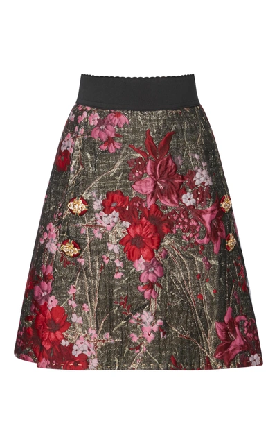 Shop Dolce & Gabbana Jacquard A-line Skirt In Metallic