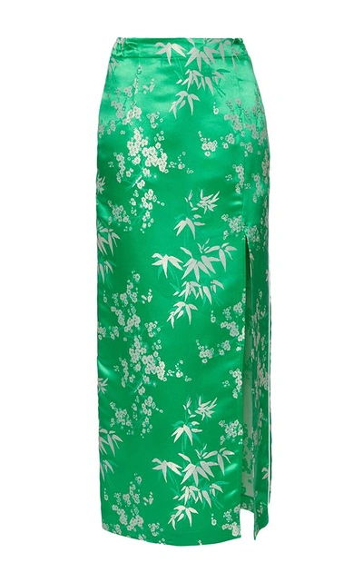 Shop Attico Elia Jacquard Skirt In Green