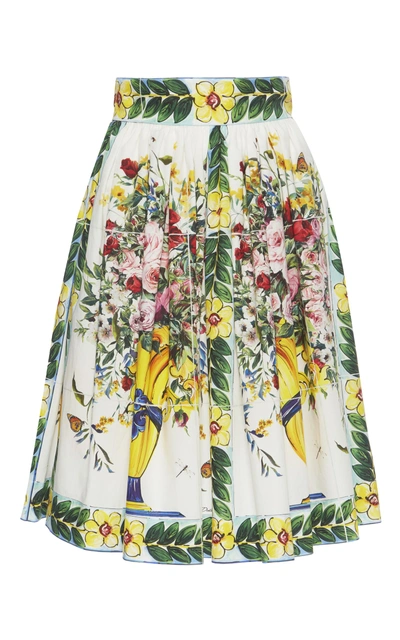 Shop Dolce & Gabbana Floral-print Cotton Skirt