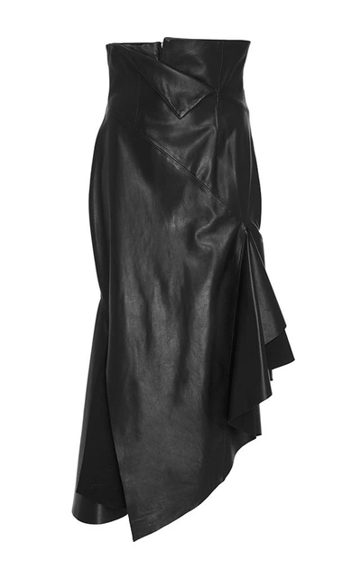Shop Monse Leather Skirt In Black