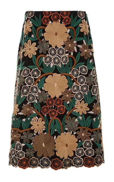 Shop Red Valentino Floral Embroidered Pencil Skirt