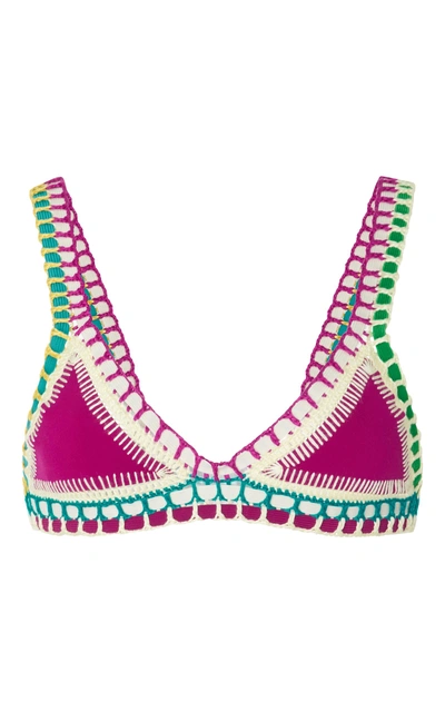 Shop Kiini Coco Crochet-trimmed Triangle Bikini Top In Pink