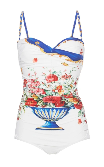 Shop Dolce & Gabbana Printed One-piece Swimsuit