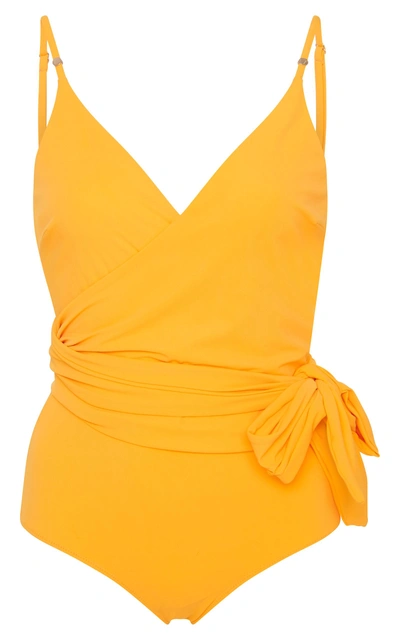Shop Stella Mccartney Timeless Wrap One-piece Suit In Yellow