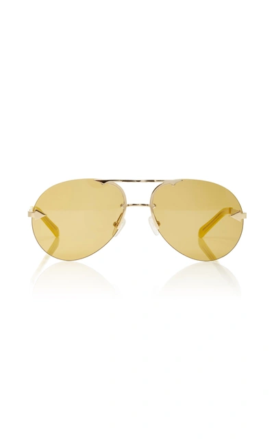 Shop Karen Walker Love Hangover Aviator-style Gold-tone Sunglasses