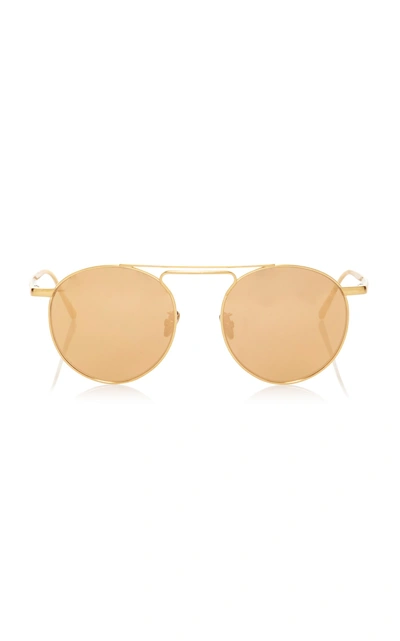 Shop Linda Farrow Gold-tone Round-frame Sunglasses