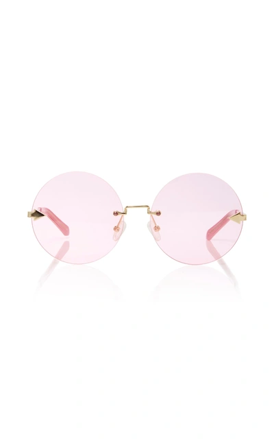 Shop Karen Walker Disco Circus Round-frame Gold-tone Sunglasses In Pink