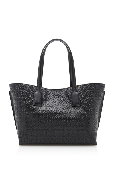 Shop Loewe T Shopper Embossed Leather Tote In Black