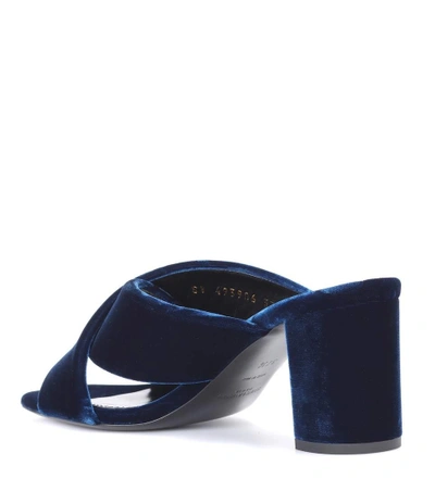 Shop Saint Laurent Loulou 70 Velvet Sandals In Blue