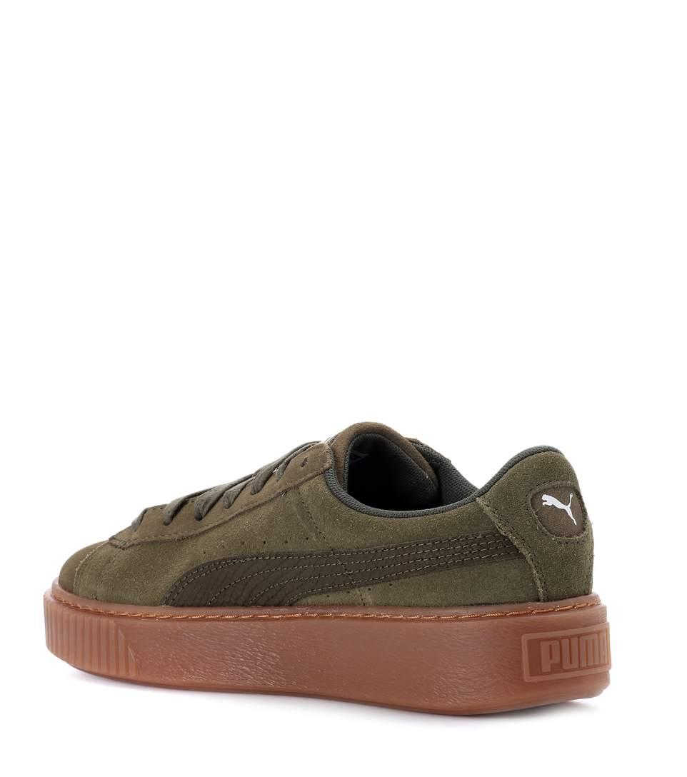 puma suede platform olive green