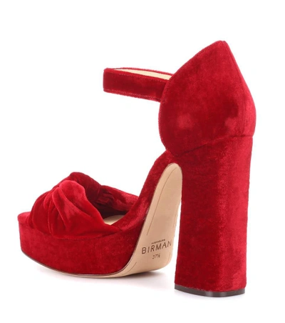 Shop Alexandre Birman Velvet Plateau Sandals In Red