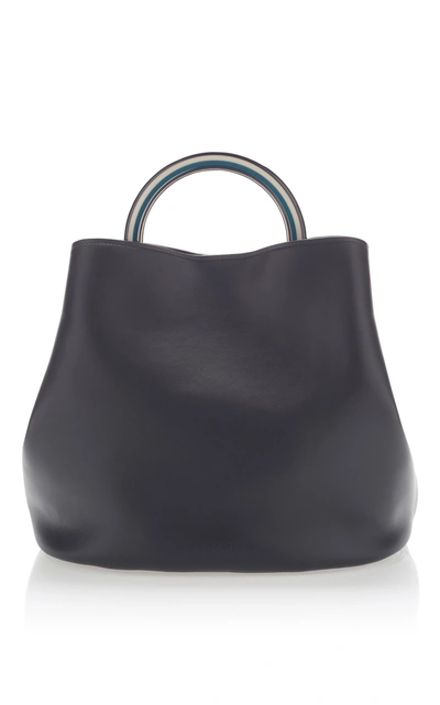Shop Marni Large Top Handle Bag In Leather In Black