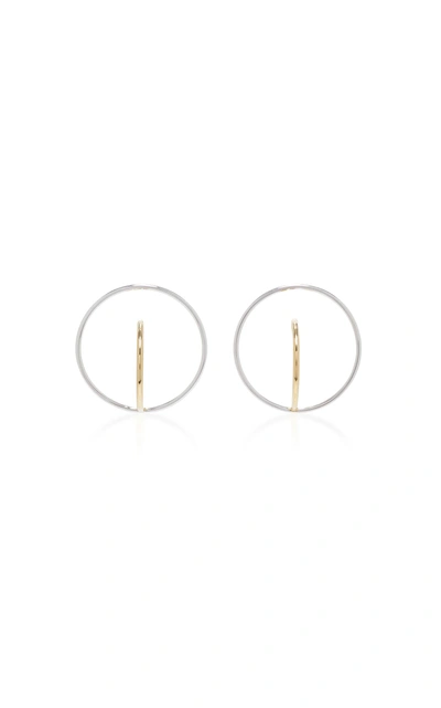 Shop Charlotte Chesnais Saturn Gold-dipped And Silver Earrings In Metallic