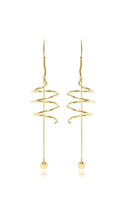 Shop Ellery Solitude Spiral Coil Earrings With Ball And Chain In Gold