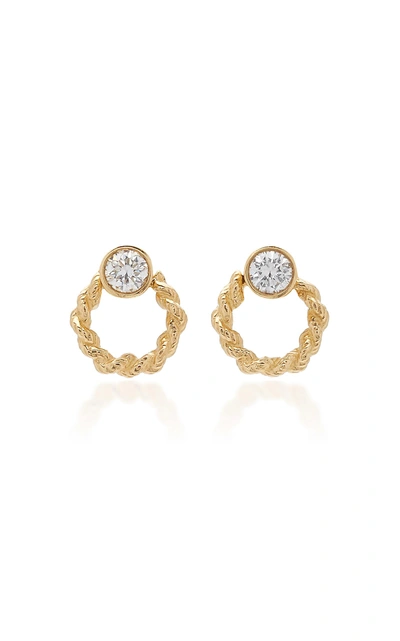 Shop Foundrae Tiny Rope Door Knocker Earrings In Gold