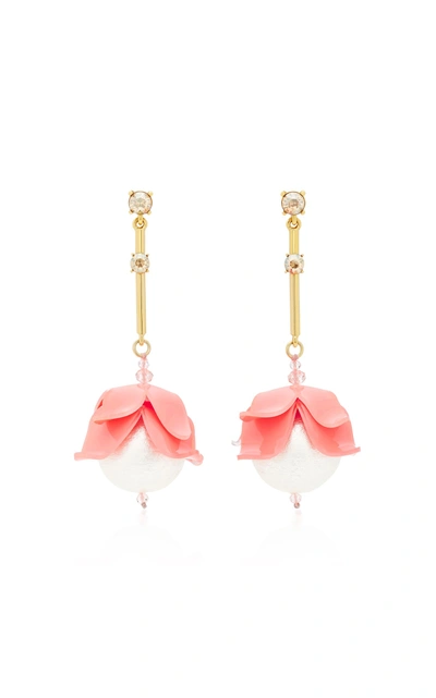 Shop Oscar De La Renta Draping Flower Drop Earrings In Pink