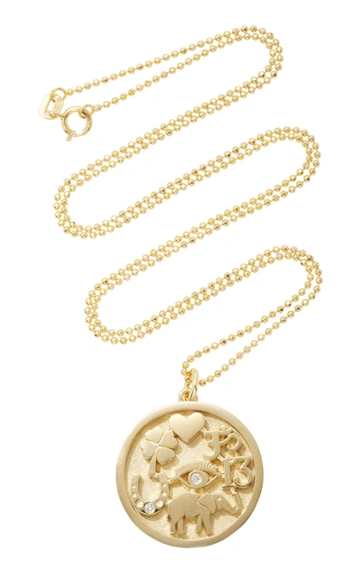 Shop Jennifer Meyer Good Luck Necklace In Gold