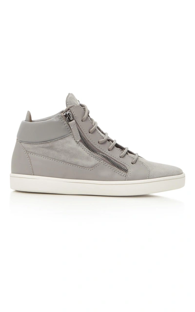 Shop Giuseppe Zanotti Sloane Suede And Leather Sneakers In Dark Grey
