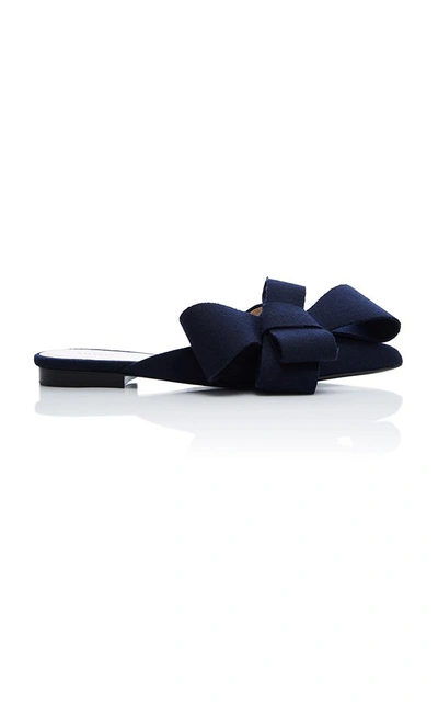 Shop Delpozo Bow Mule In Navy