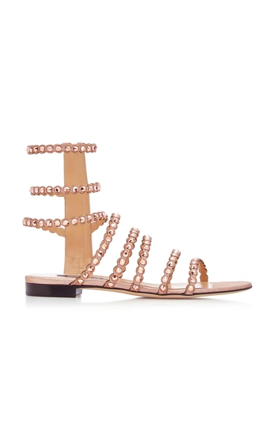 Shop Sergio Rossi Studded Suede Sandals In Metallic