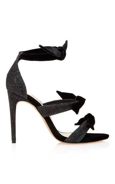 Shop Alexandre Birman Bow-embellished Velvet-trimmed Sandals In Black