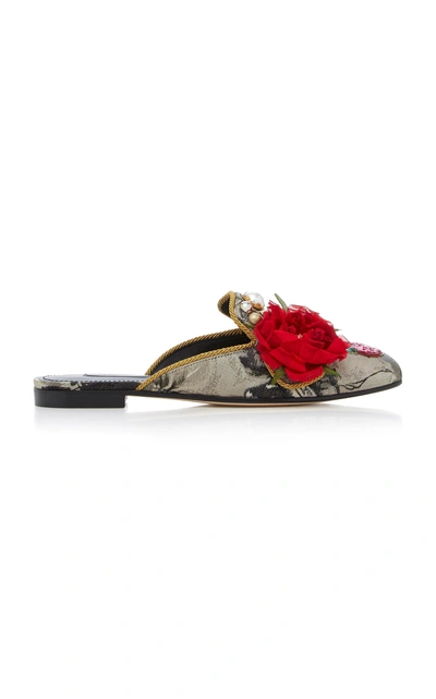 Shop Dolce & Gabbana Embellished Jacquard Slippers In Multi