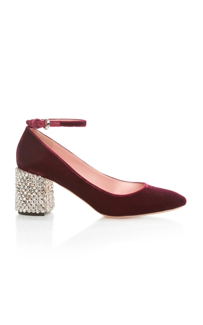 Shop Rochas Mary Jane With Embellished Heel In Burgundy