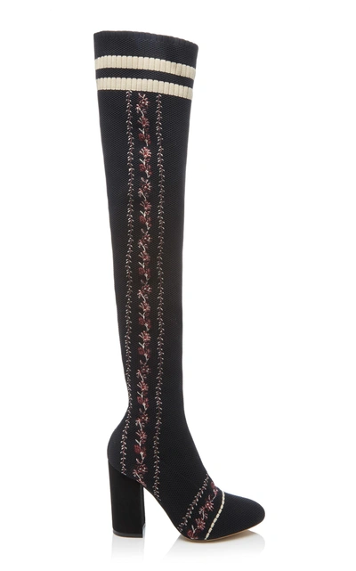 Shop Tabitha Simmons Irina Over-the-knee Knit Boots In Black