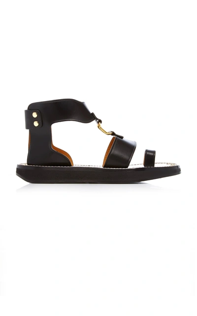 Shop Isabel Marant Nindle Leather Sandals In Black