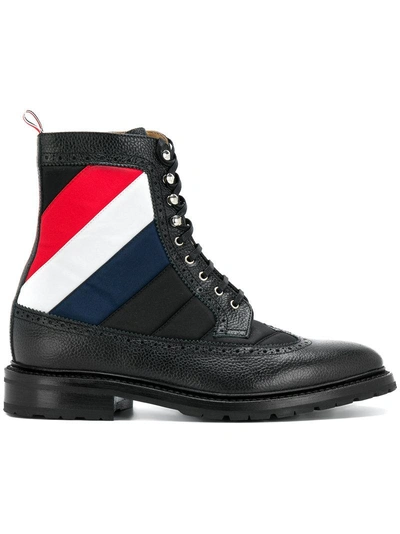 Shop Thom Browne Quilted Stripe Boots In Black