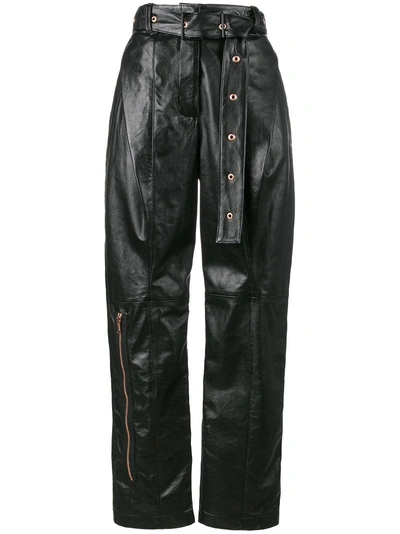 Shop Proenza Schouler Leather High Waisted Straight Pants