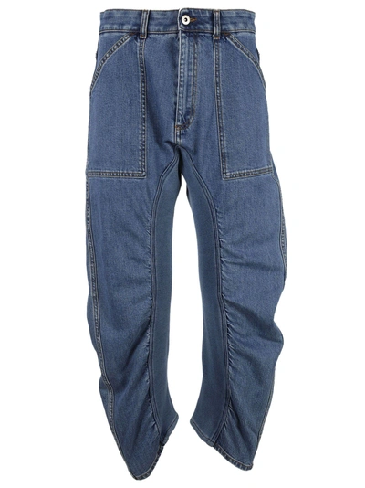 Shop Stella Mccartney Ruched Cropped Jeans In Blue