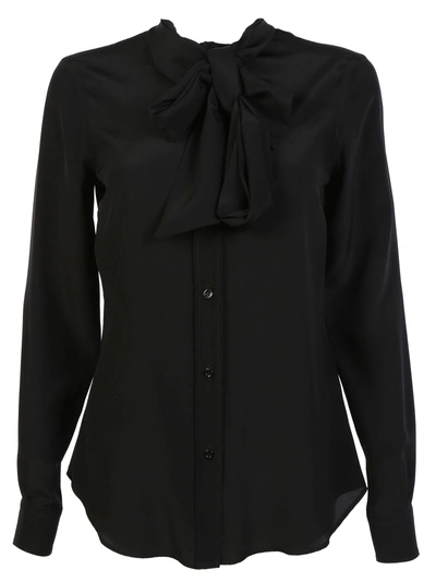 Shop Moschino Silk Pussybow Blouse In Black