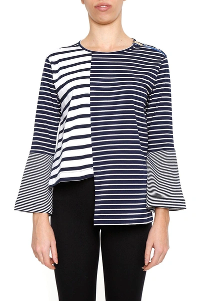 Shop Stella Mccartney Striped T-shirt In Pure White/ Navybianco