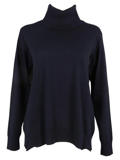 Shop Zucca : Blue Turtle Neck Sweater With Solid Colour, Long Sleeves, Ribbed Hem And Ribbed Collar