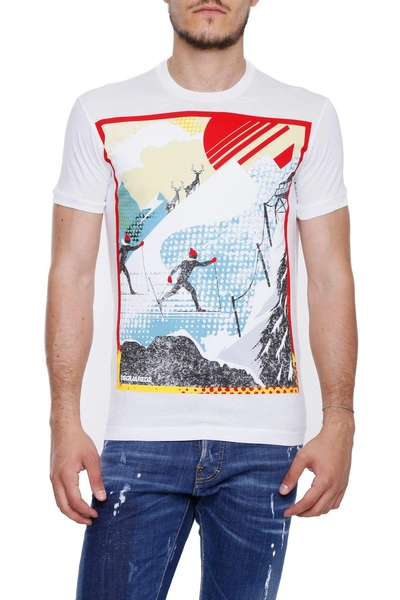 Shop Dsquared2 Printed T-shirt In Biancobianco