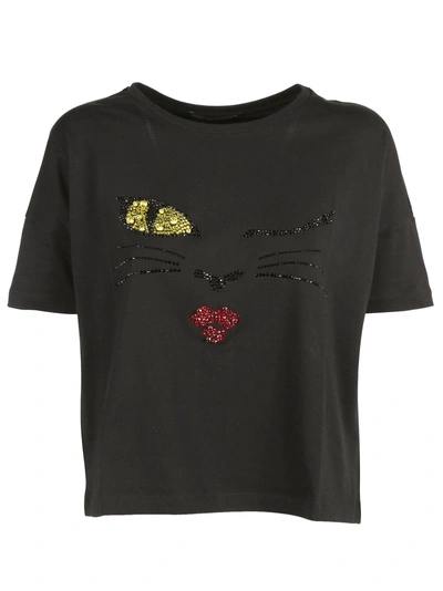 Shop Ermanno Scervino Cat Motif T-shirt In Black