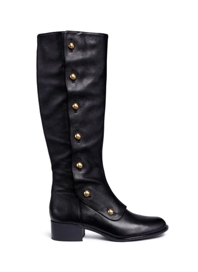 Shop Michael Kors 'maisie' Mock Button Flap Leather Knee High Boots