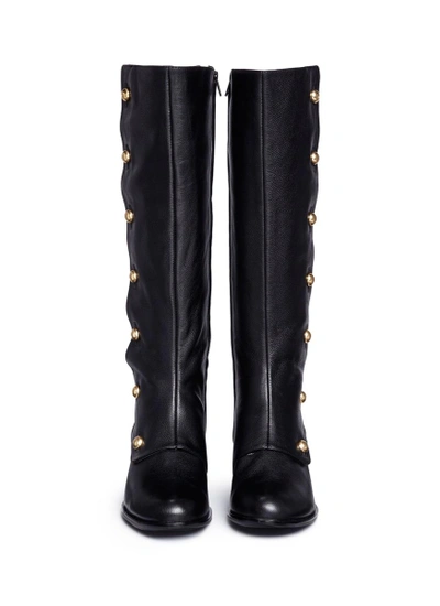 Shop Michael Kors 'maisie' Mock Button Flap Leather Knee High Boots