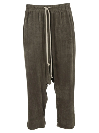 Shop Rick Owens Elasticated Cropped Trousers In Dark Dust