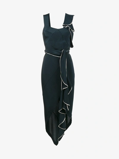 Shop Kitx Asymmetric Draped Cutout Dress In Blue